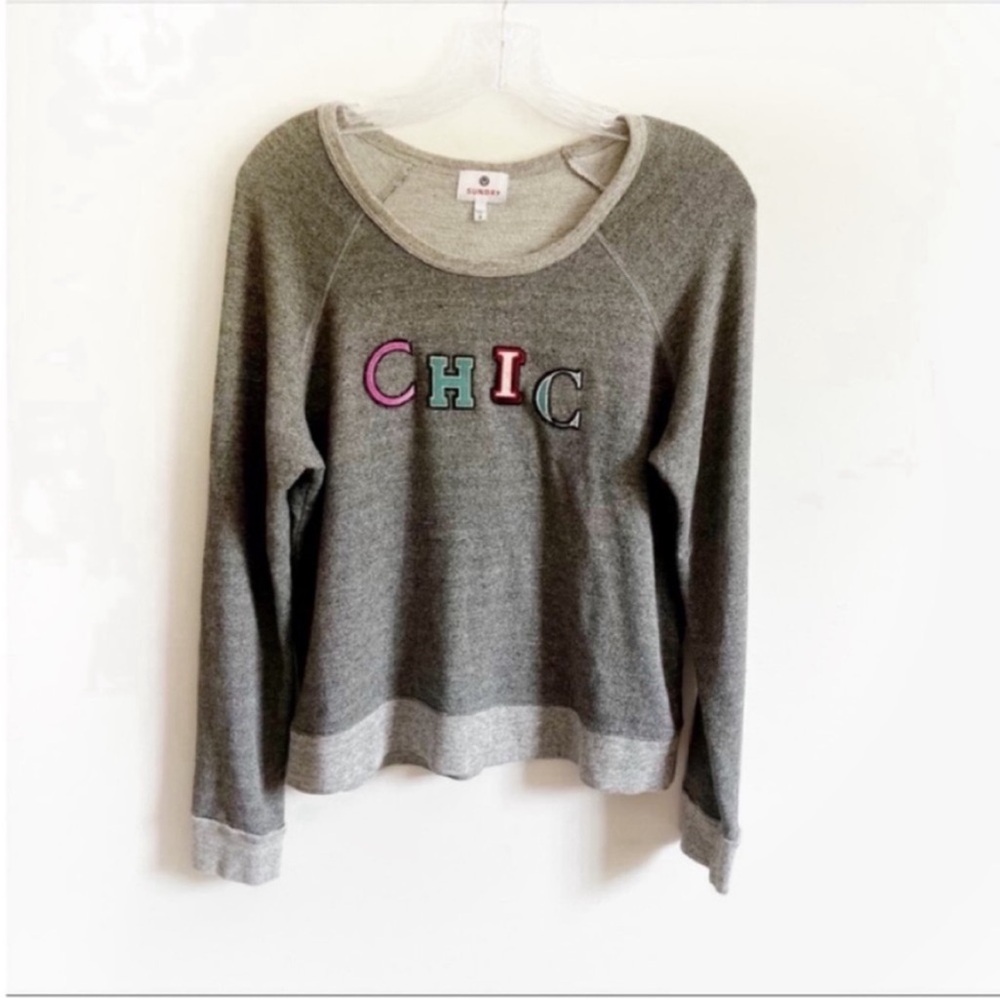 Anthropologie Sundry sweater gray chic melange patches pullover